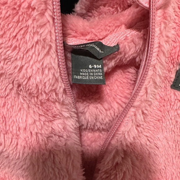 Eddie Bauer Baby Girl 6-9month pink hooded zip up fleece - Picture 3 of 3